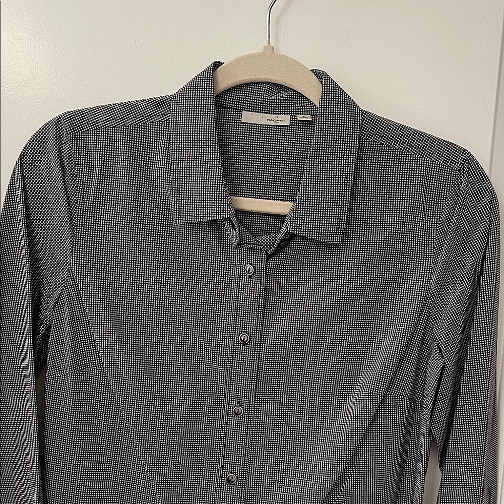 Halogen Black and White Patterned Shirt/Fitted, women’s,SZ S